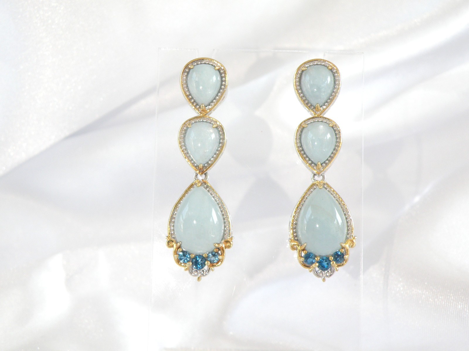 Gem En Vogue Michael Valitutti Sterling Silver 925 Milky Aquamarine Earrings