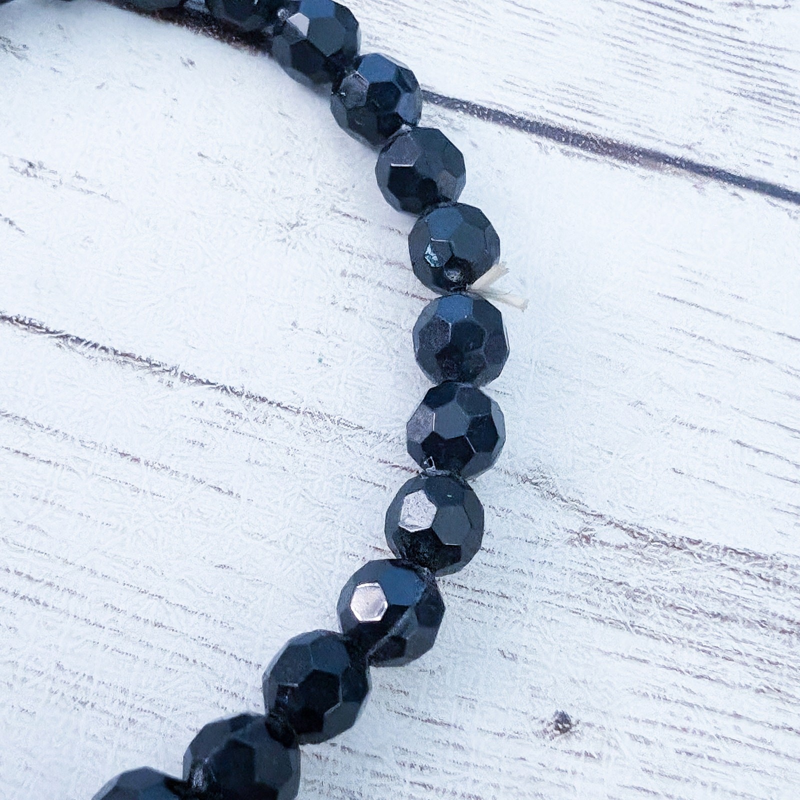 Vintage Stretch Bracelet Dainty Black Beaded