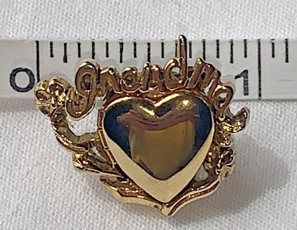 Lot of 3 Vintage “Grandma” Brooches-1 Marked JJ-1 Locket-Hearts & Flowers
