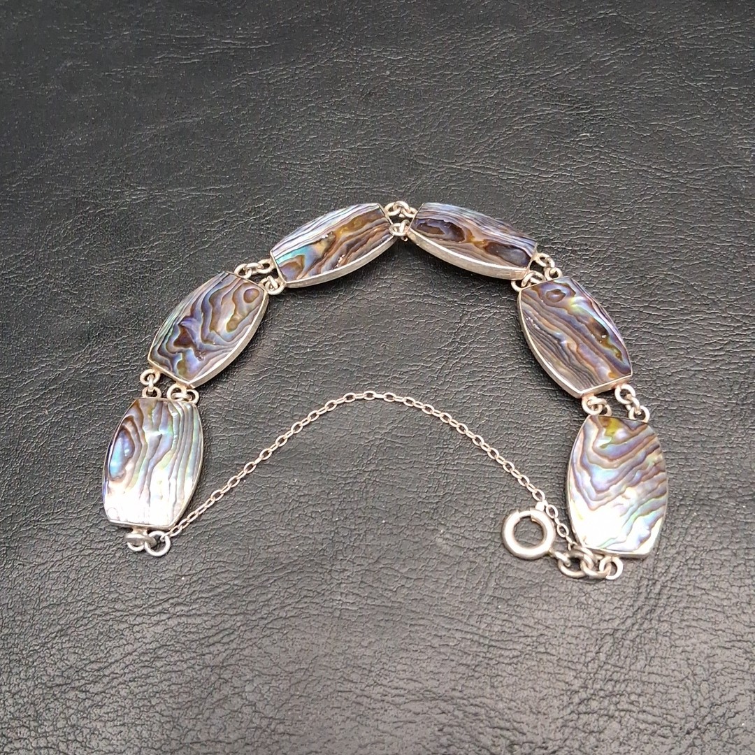 Vintage ATAAHUA Sterling Silver 925 Abalone Link Bracelet. 17.683