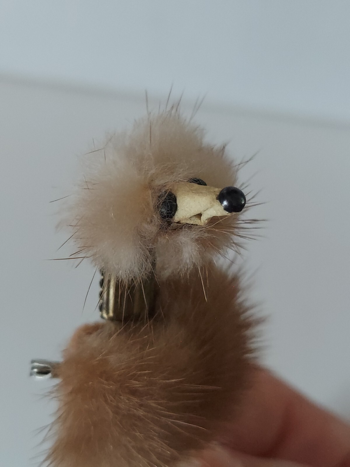 Vintage Mink Fur Poodle Dog Brooch Pin