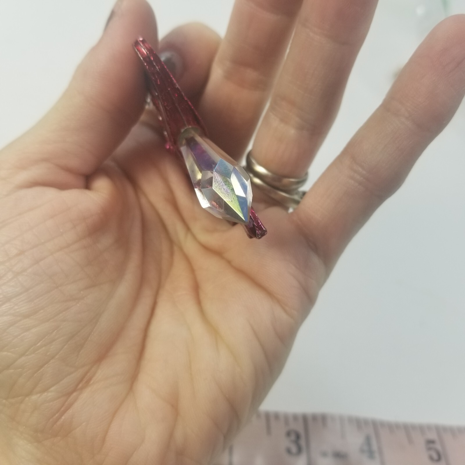 Red Hat Society Vintage Pendant Rhinestones Purple Bow