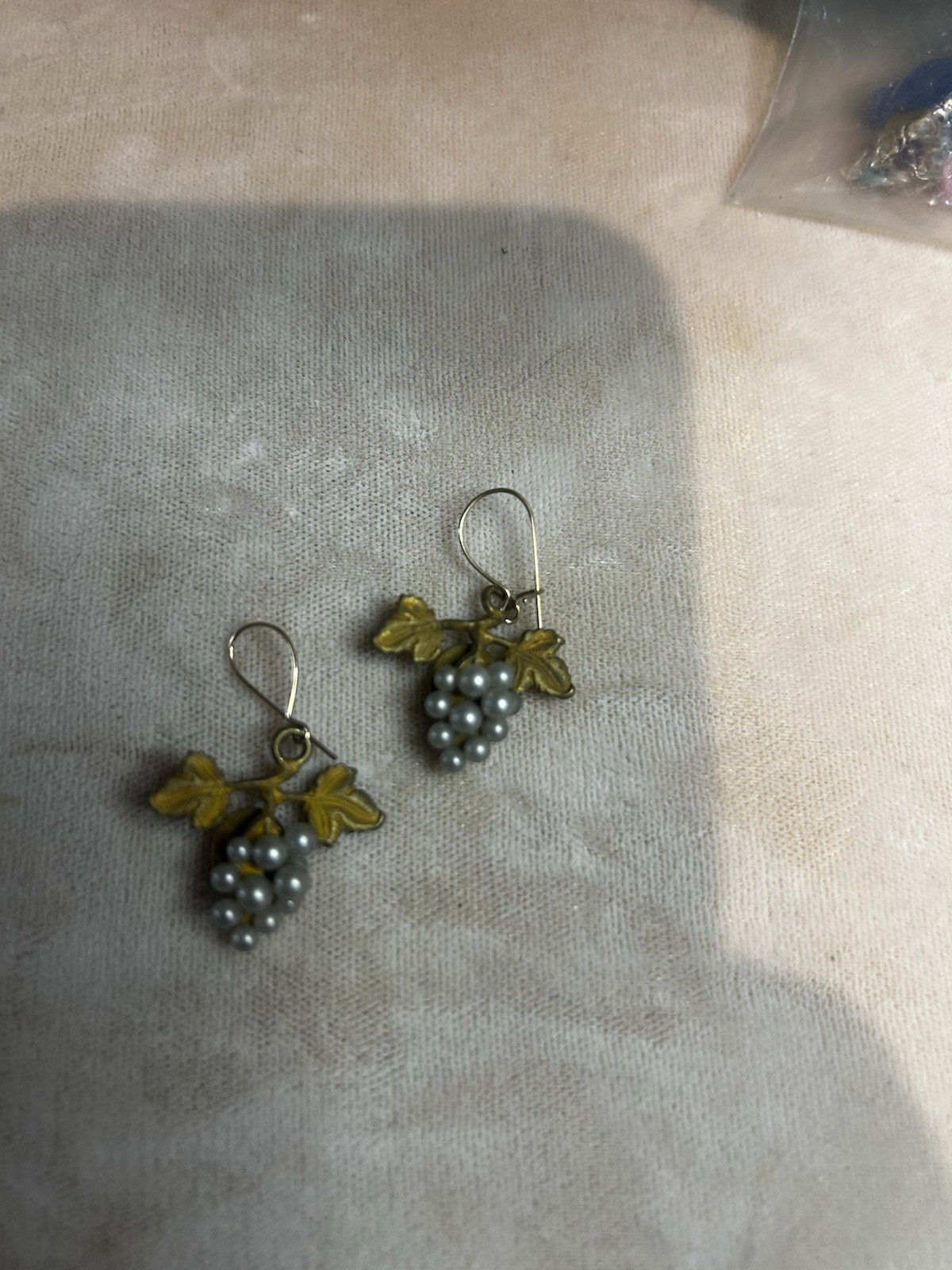 Grape Earrings Pearl Grape Cluster Earrings, Gold Tone, 1.25” Vintage Wedding