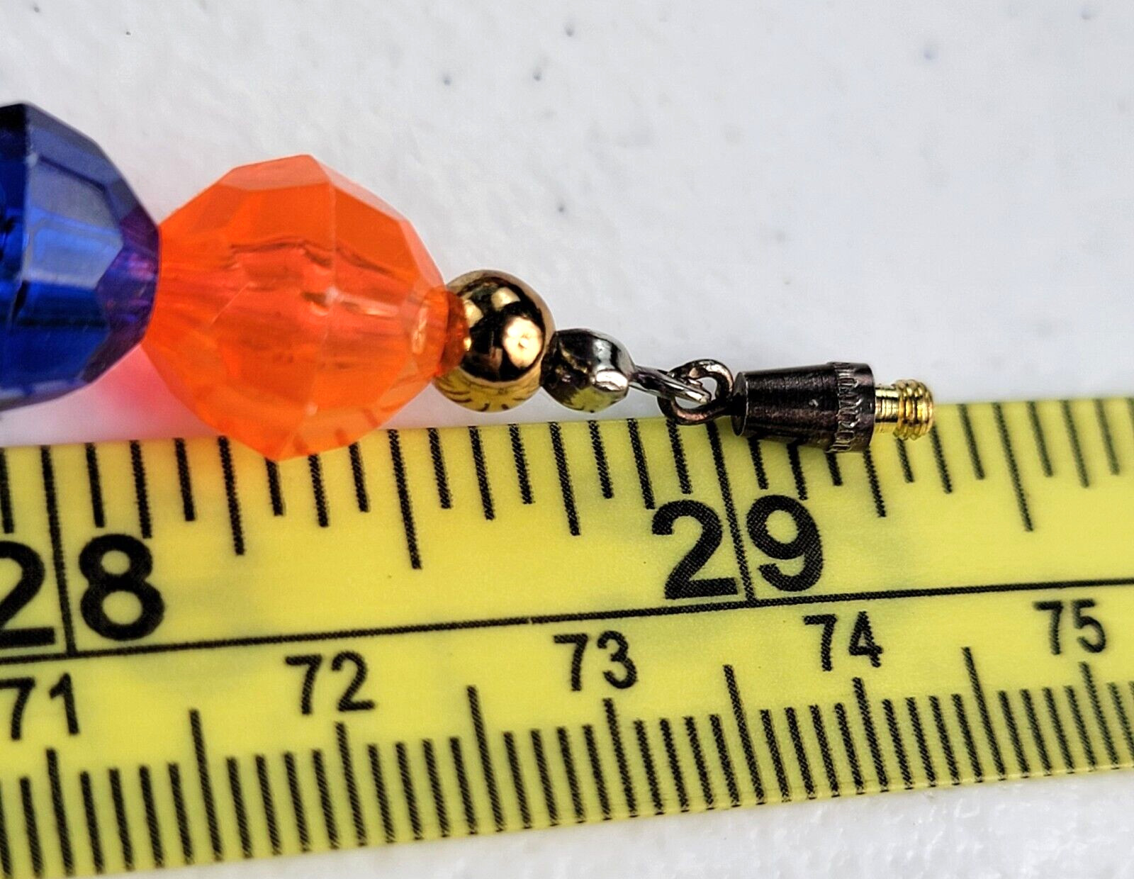 Vintage Asian Themed Hand Painted Clay And Plastic Bead Multicolor Necklace 29″