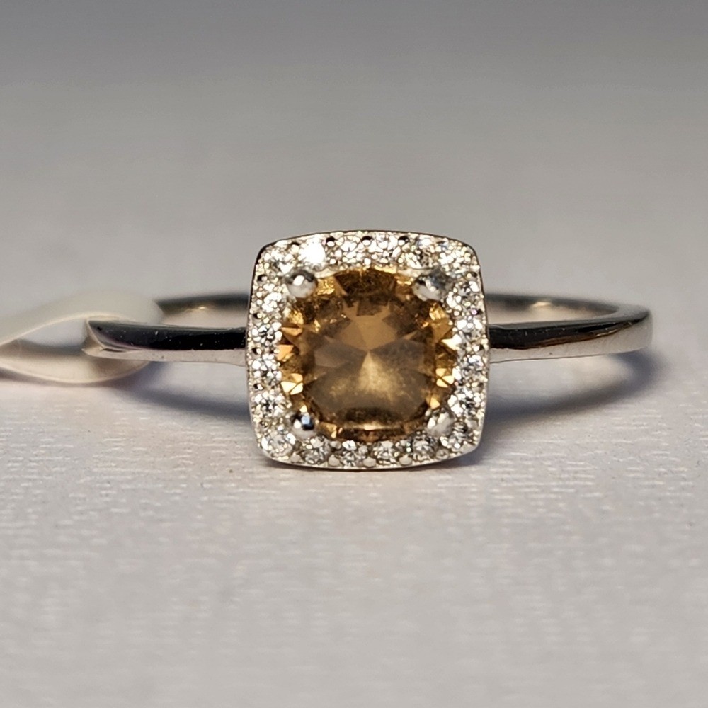NIB Semi VTG 1cts Golden Champagne Topaz 925 Ring Sz 9/10