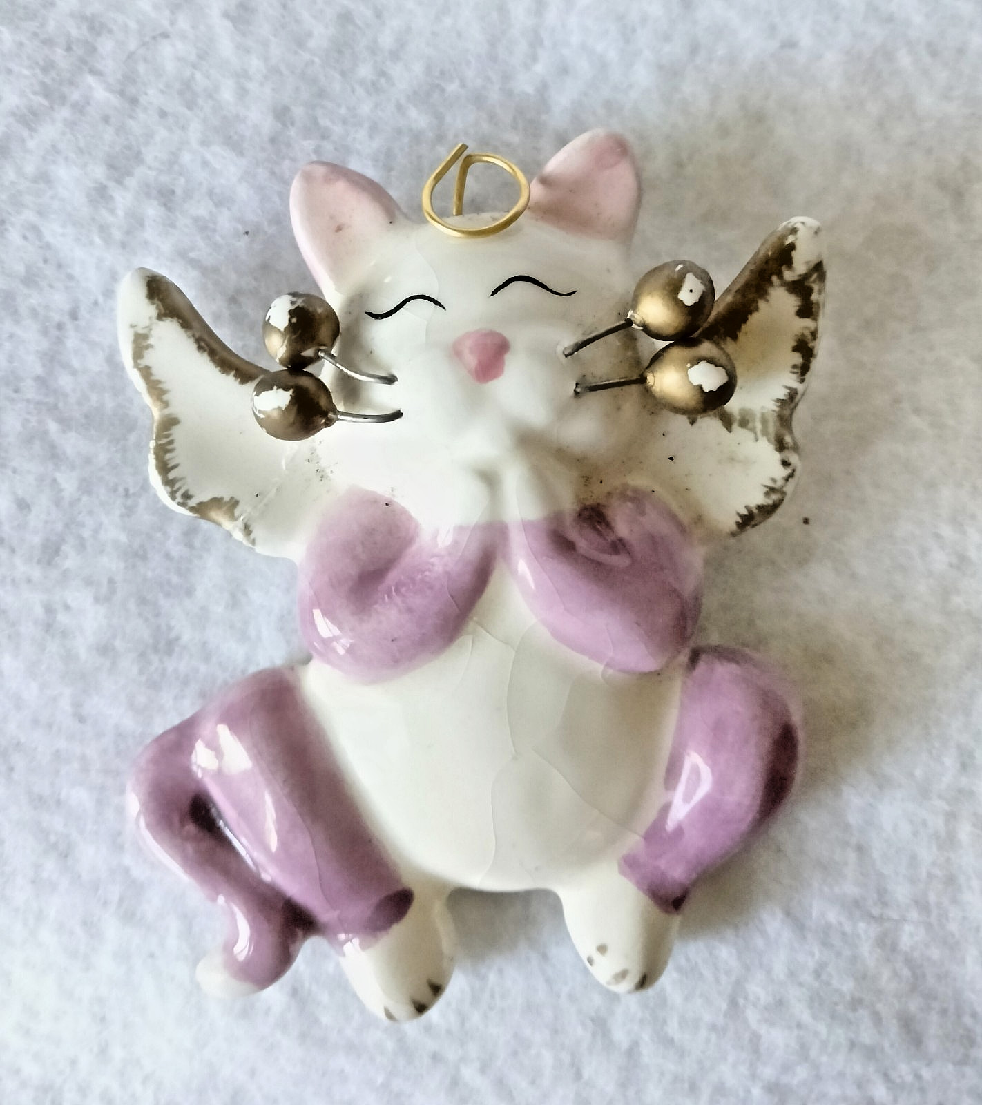 Vintage Amy Lacombe Ceramic Cat Angel Brooch “Angel Face” (173 – 2588)