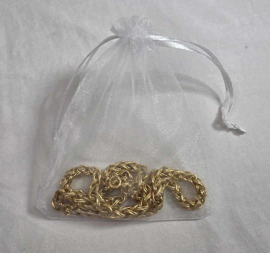 Vintage Gold Tone Wheat Chain Necklace Braided Spiga Woven Link Spring Ring