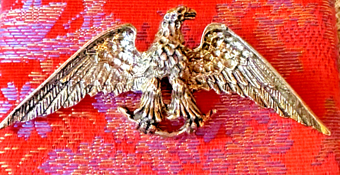 VTG Zentall Spread Wings Eagle Pin Brooch Burnished Brass Look Patriotic Jewelry