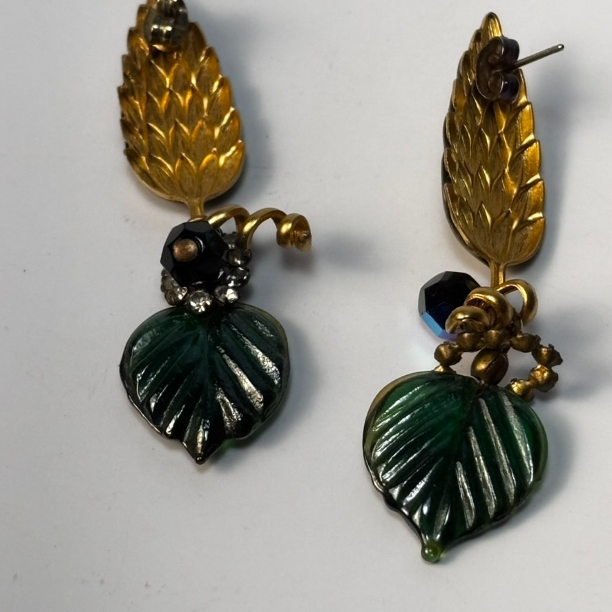 Vintage Earrings Floral Leaves Intricate