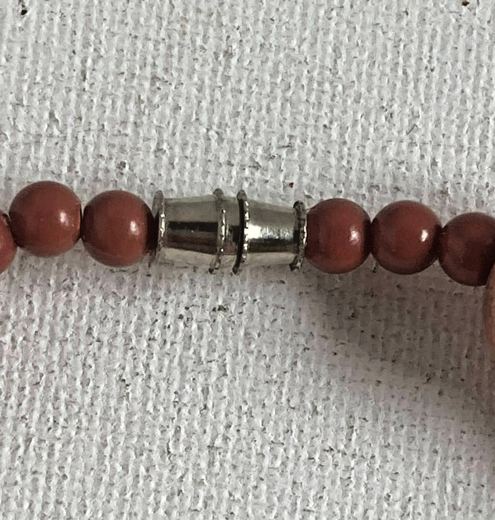 Necklace Vintage Muted Pink Beaded Choker Heavy Natural Beads 16″