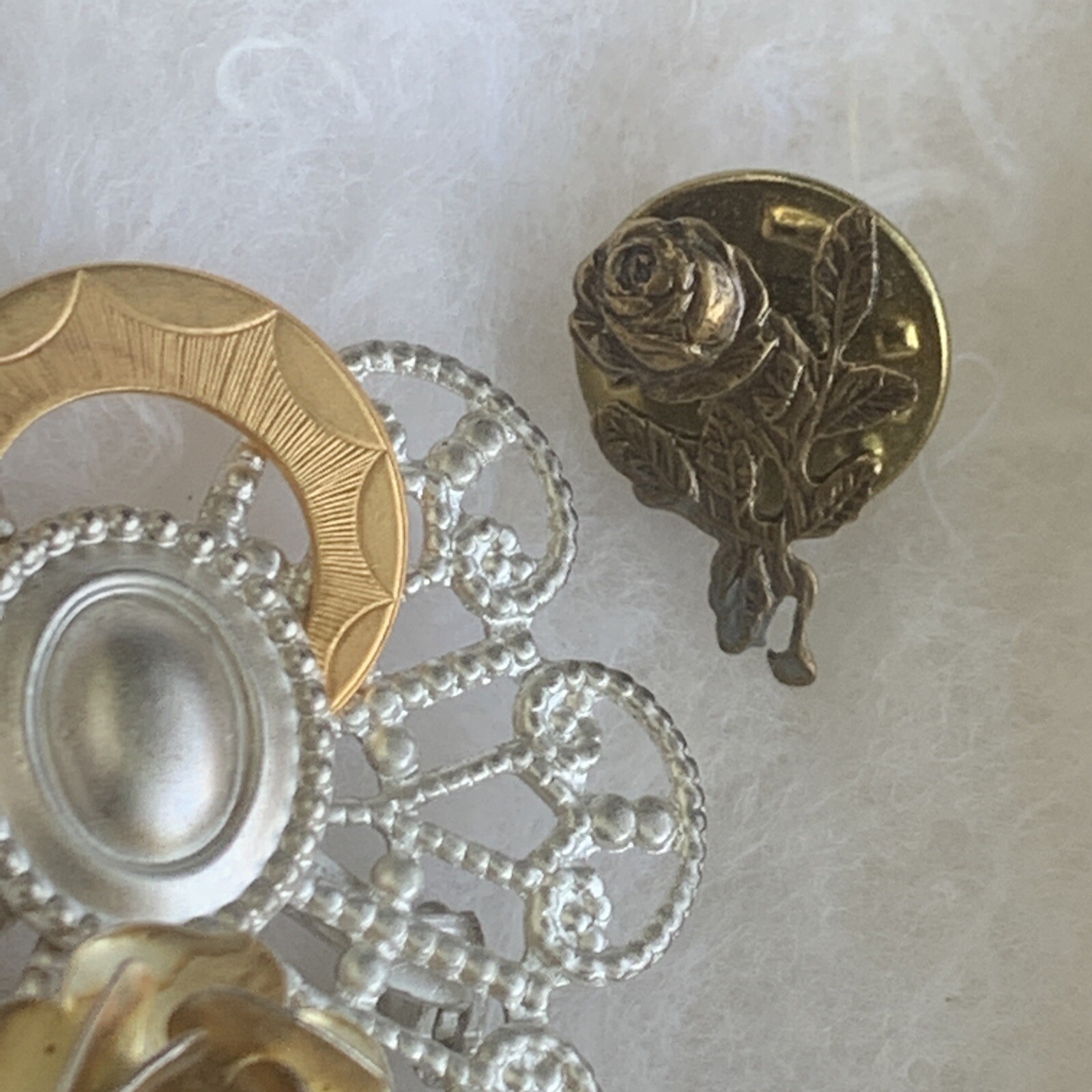 UNIQUE Aluminum Metal & Gold ANGEL & ROSE Valley Castings Cloisonne SET 3❤️sj3j5