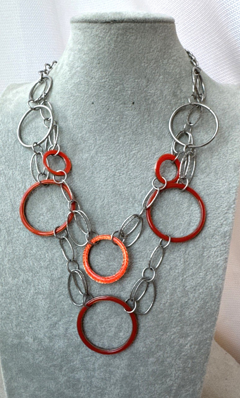 MILLENIALCORE VTG orange peach y2k 2000s colorful Modernist Bib Necklace Choker
