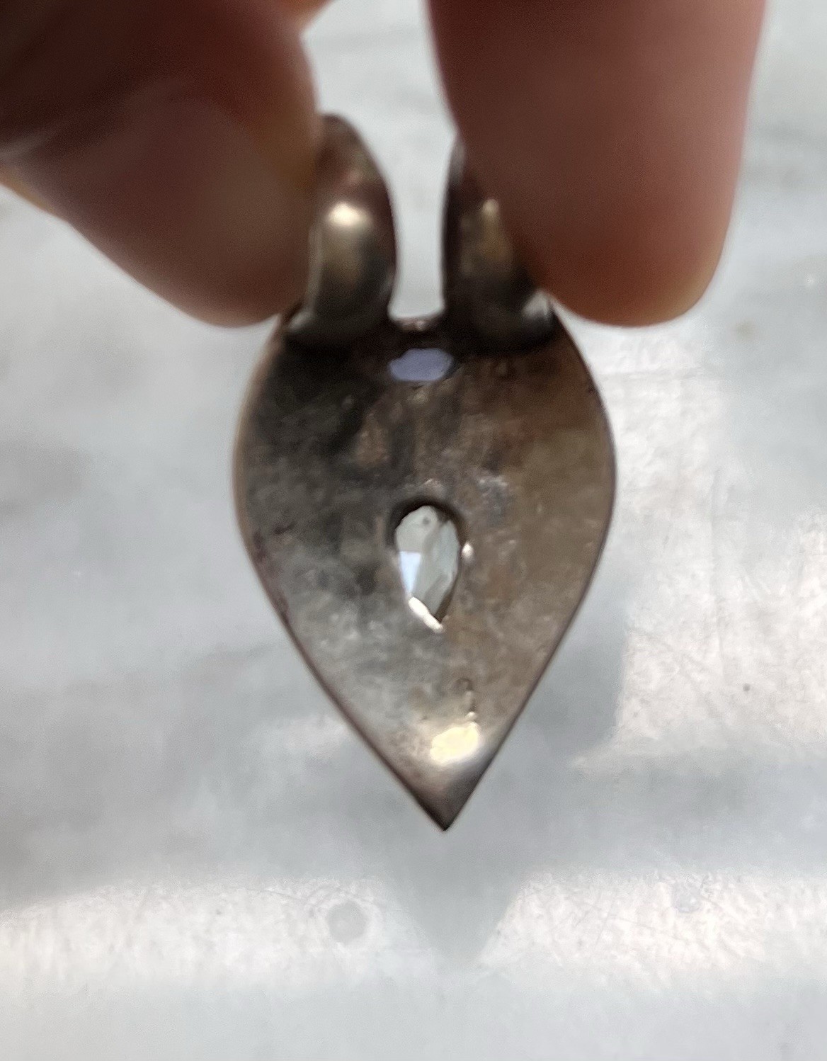 Vintage Pale Blue Topaz & White Topaz Modernist Sterling Silver Necklace Pendant