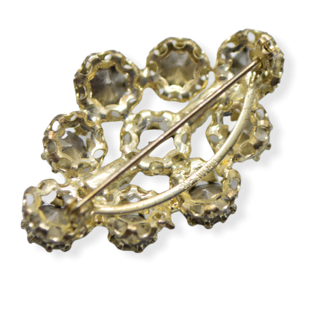 Austrian Clear Glass Rhinestone Art Deco Style Silver Tone Vintage Brooch