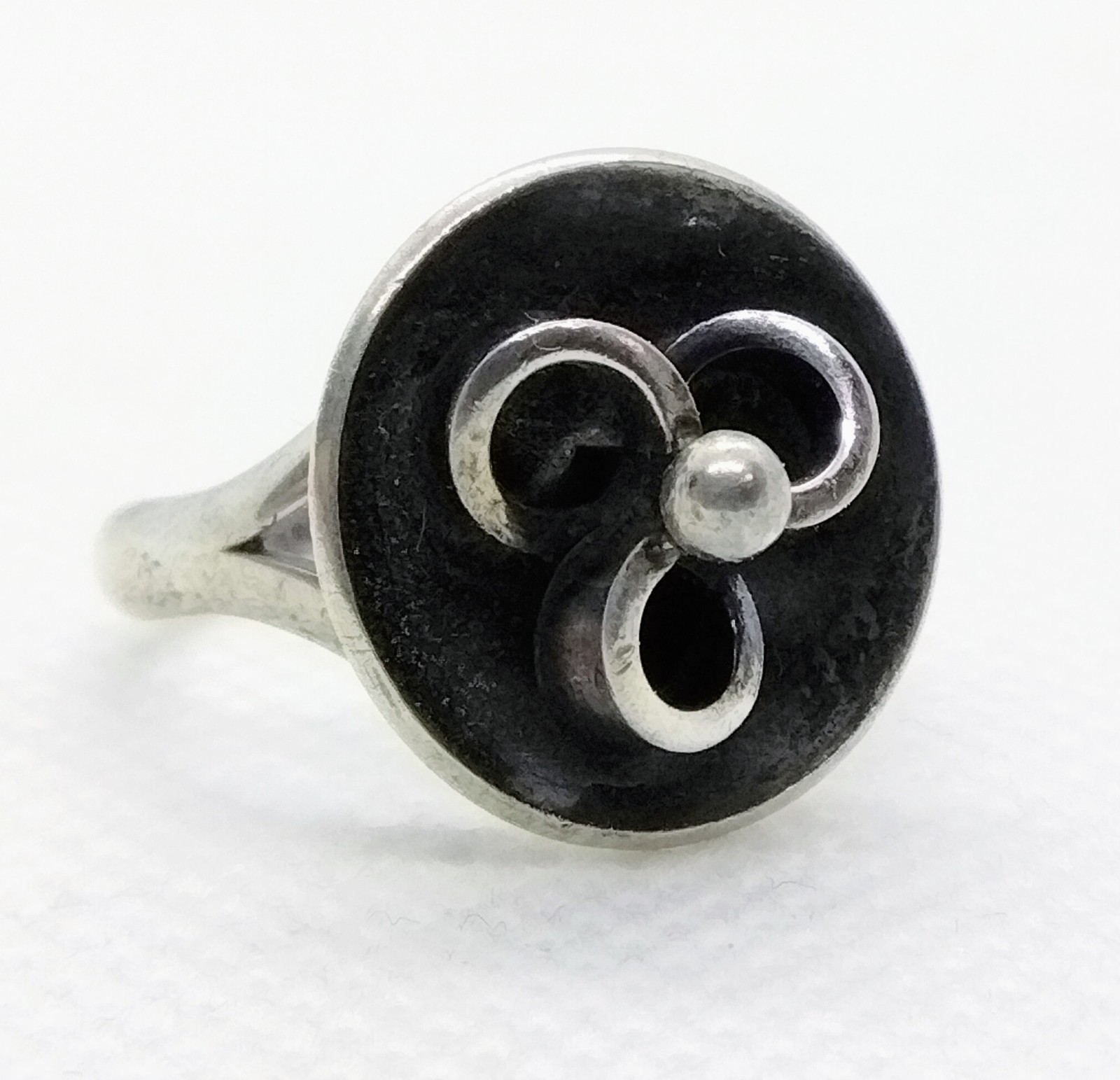 Vintage Denmark N E From Sterling Silver 3D Twist Modernist Ring Size 6