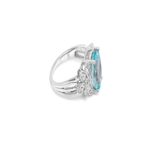 3.75 Ctw Blue Topaz Cocktail Ring 925 Sterling Silver Bridal Wedding Gift Ring