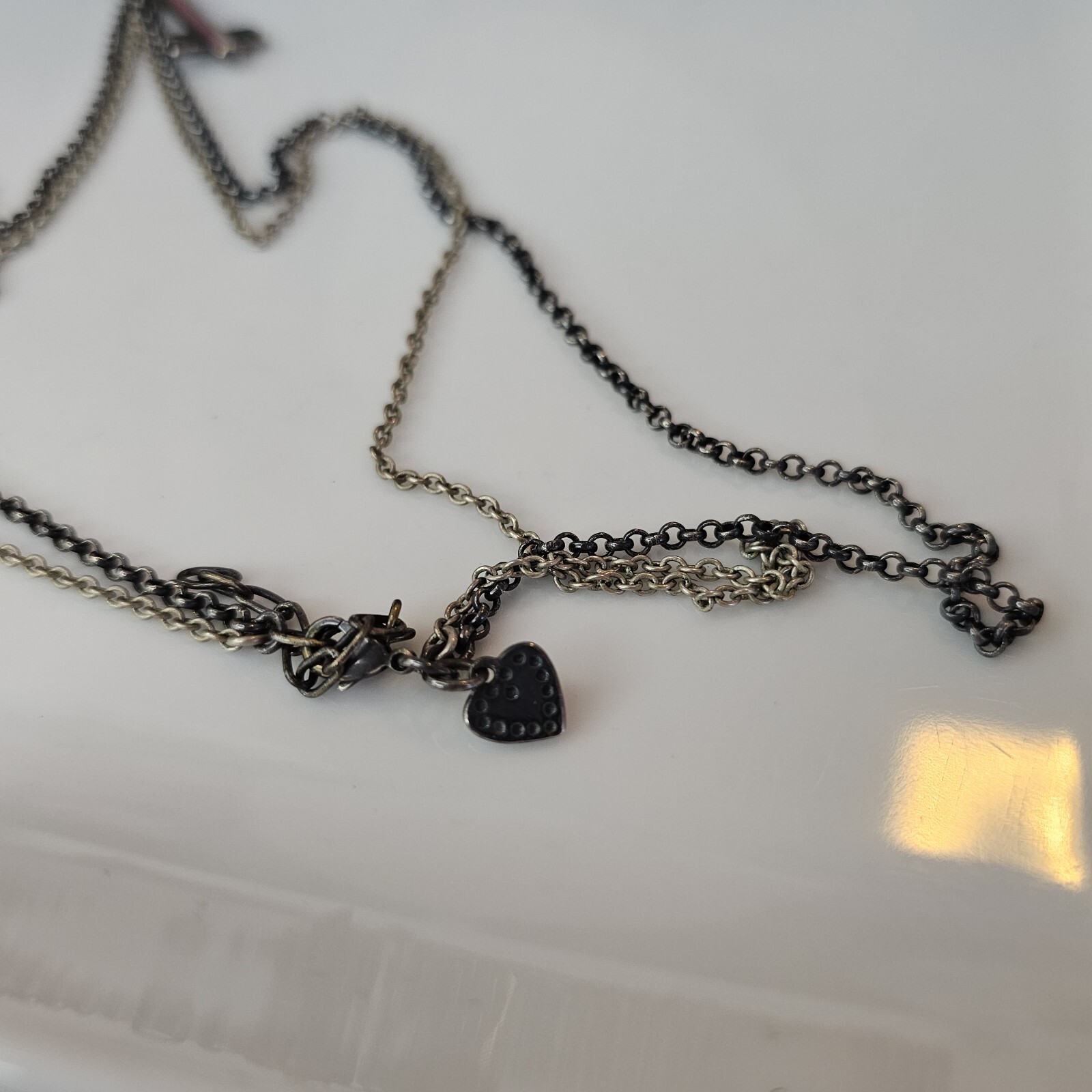 STELLA & DOT Silver Tone Key Cross Charm Pendant Long Chain Necklace