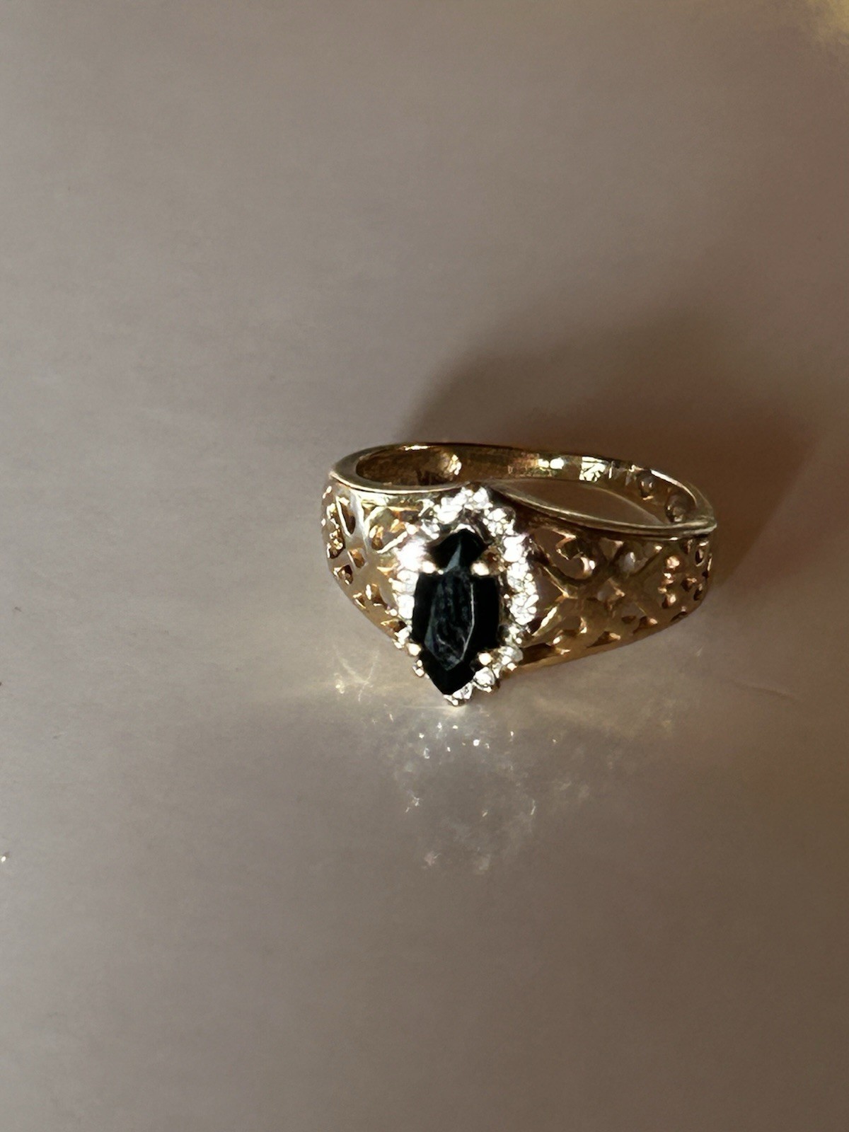 14K Gold Onyx Diamond Ring Vintage