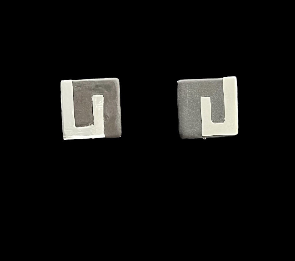 Vintage Los Castillo Onix Negro sterling silver and black onyx earrings