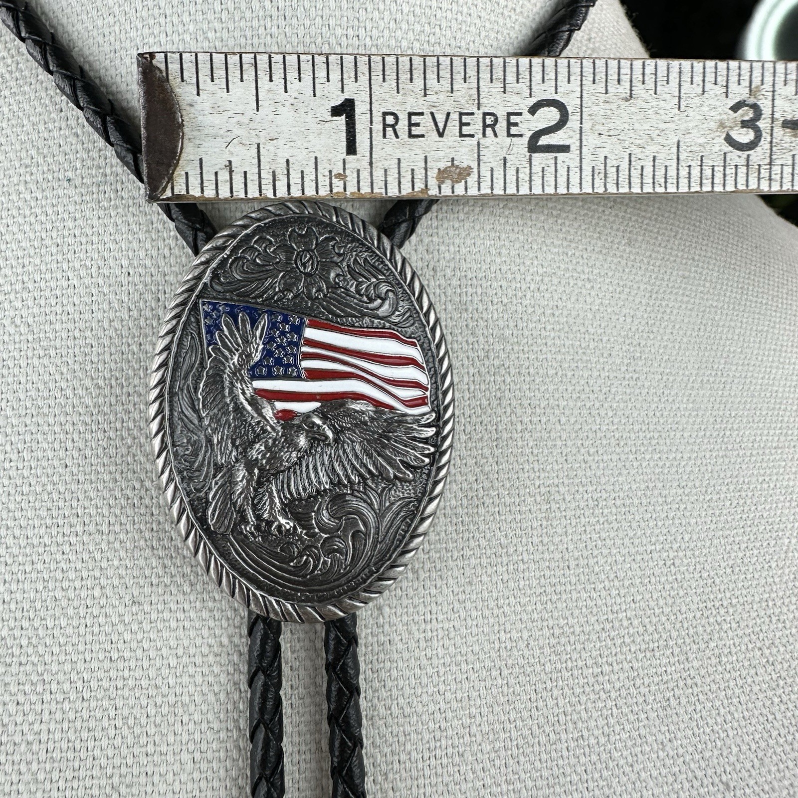 Vintage Ivan “Great American Eagle” Silver Tone Over Brass Western Bolo Tie