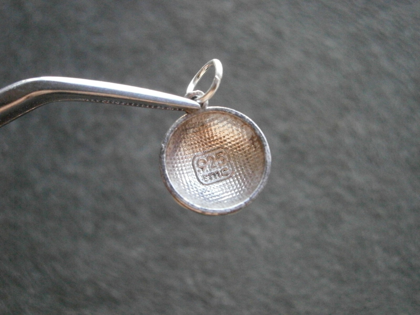 Soccer Football Vintage Half Round Sterling Silver Enamel Bracelet Charm 1.2g