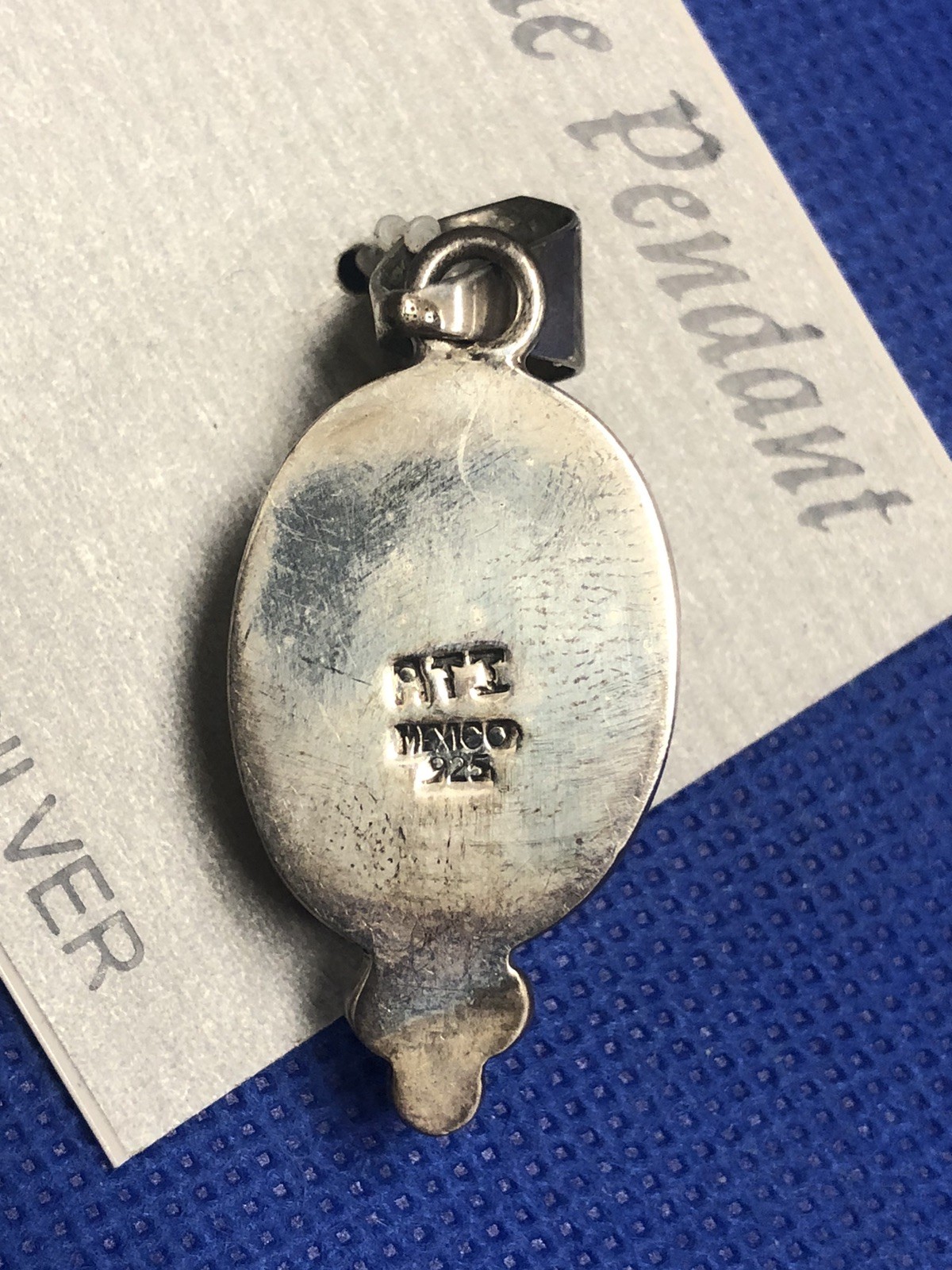 VTG STERLING SILVER ATI MEXICO 925 ABALONE SHELL 1.7″ LONG HEAVY NWT NOS PENDANT