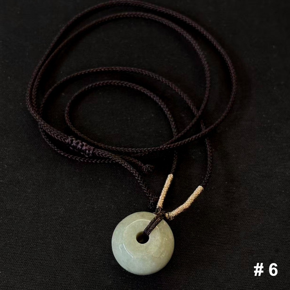 Natural Burmese Jade Jadeite Bead Pendant, Braided Rope 23inch adjustable