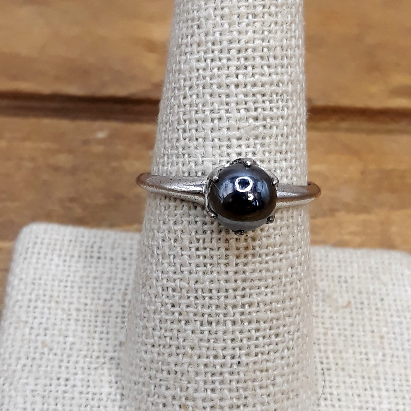 Vintage 1930s Clark And Coombs Gray Cultured Pearl Sterling Silver Ring Sz. 8.5