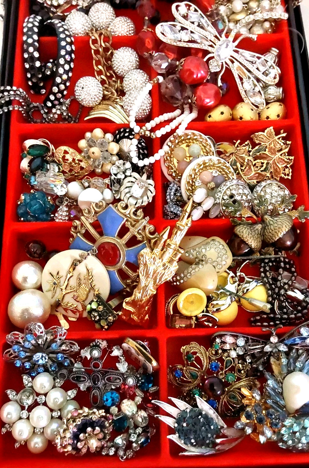 Vintage Rhinestone Necklace Brooch Earring Unique Mix Few Signed Repair Lot
