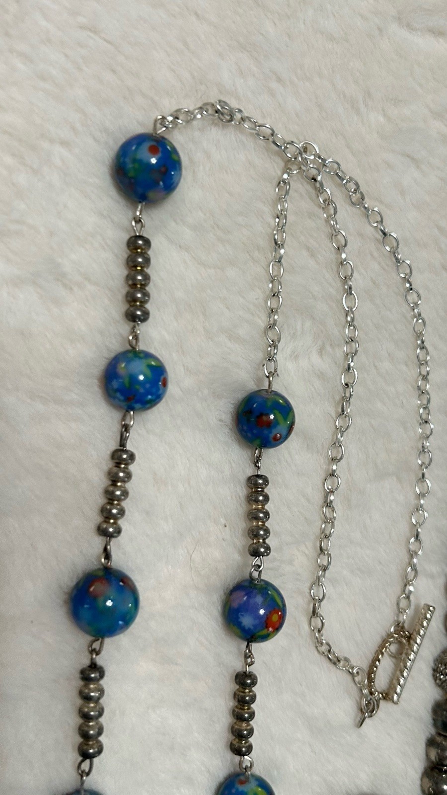 Vintage 90’s Jewelry Lot Of 6 Turquoise Lavender Silver Tone Necklace Earrings