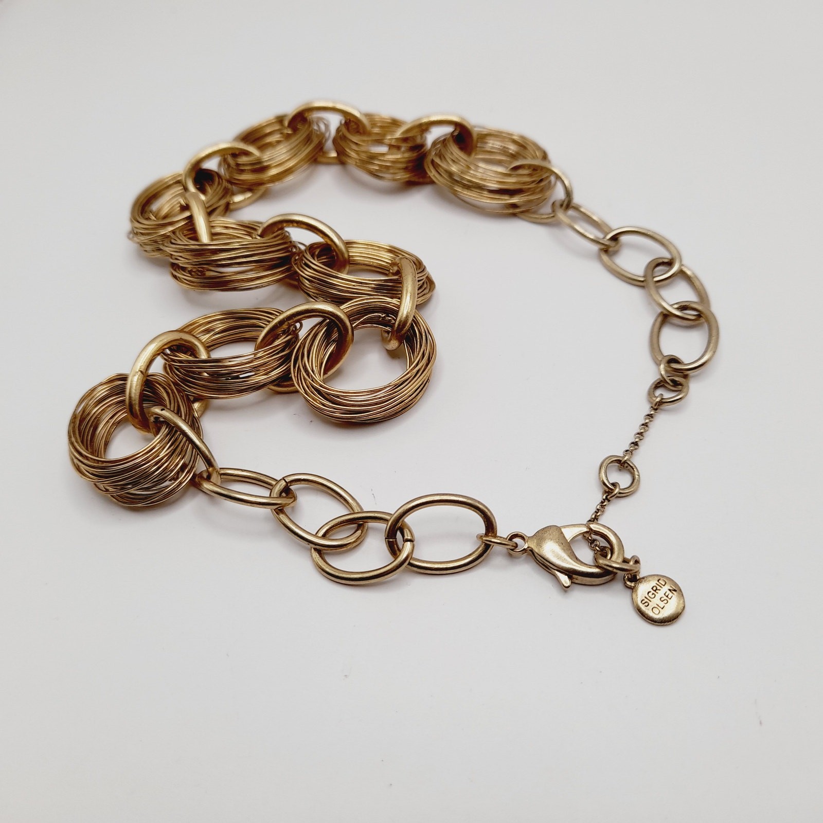 Sigrid Olsen Gold Tone Necklace Chunky Wire Wrap Link 19 Inch
