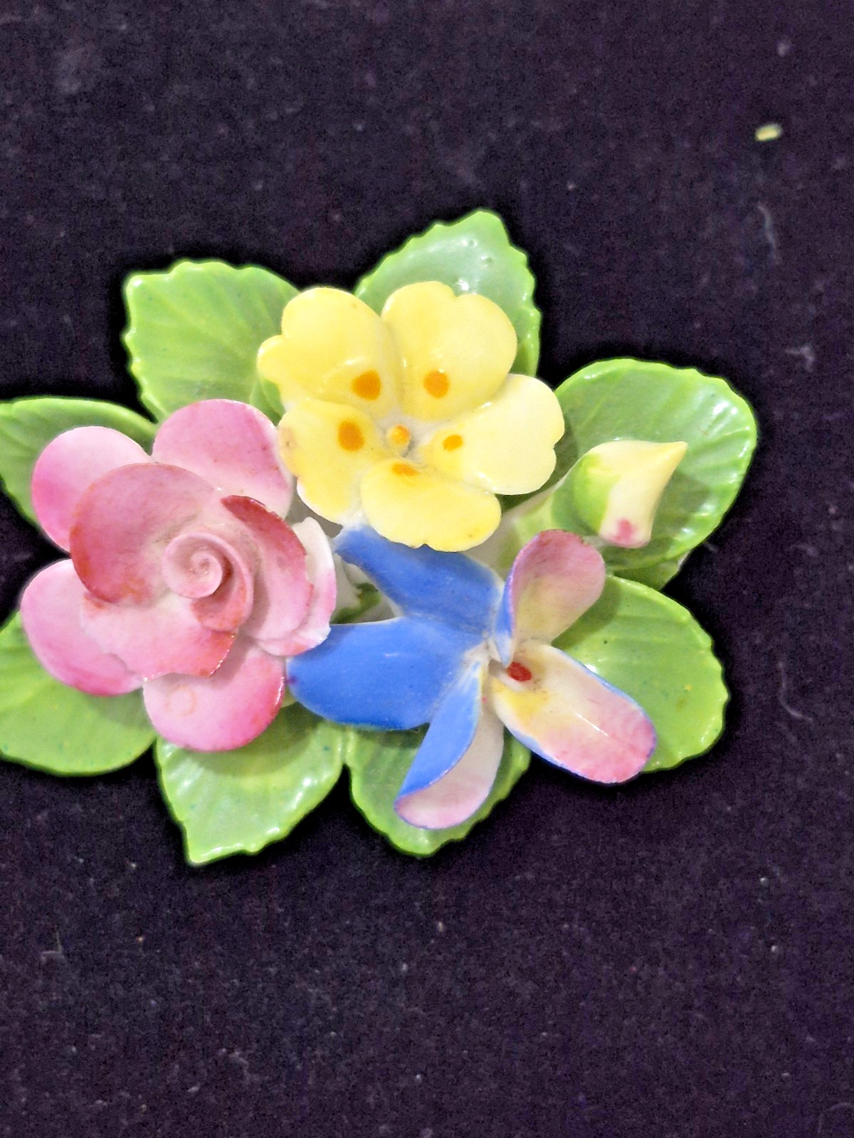 Cara China England Bone China Floral Brooch Pin Hand Painted Roses Vintage