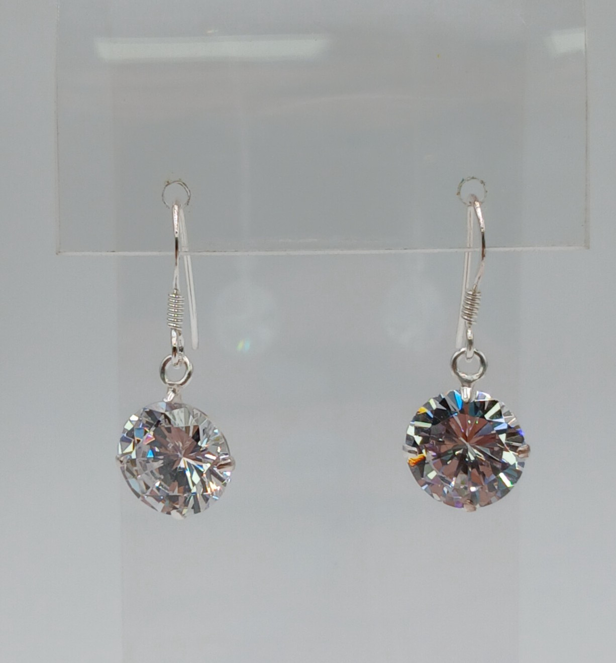VTG 925 Lead Crystal 1in Drop Earrings Sterling Silver 2gtw Brilliant Faceted