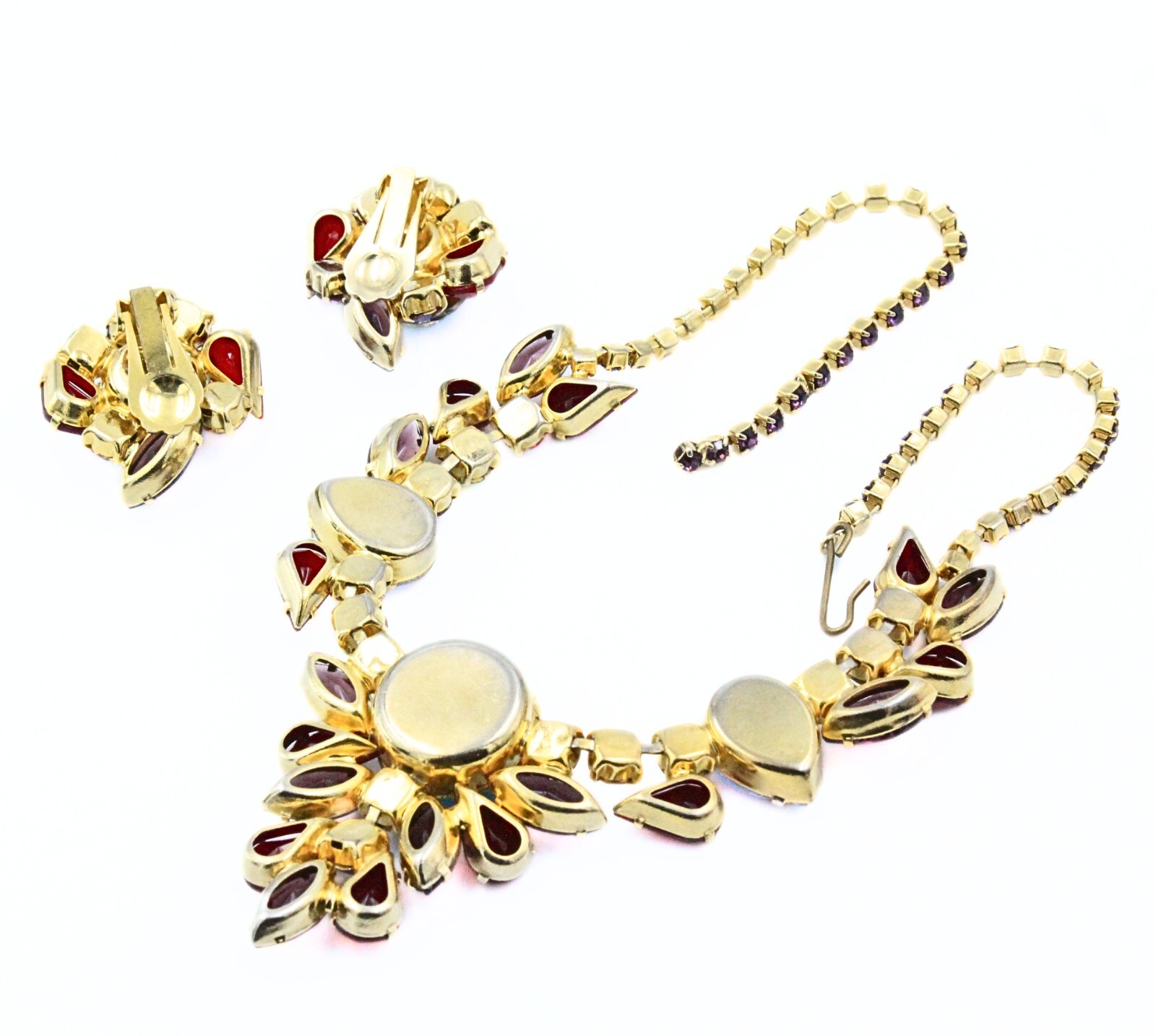 Spectacular JULIANA Rare! Red Fuchsia Givre´Necklace Earrings Set