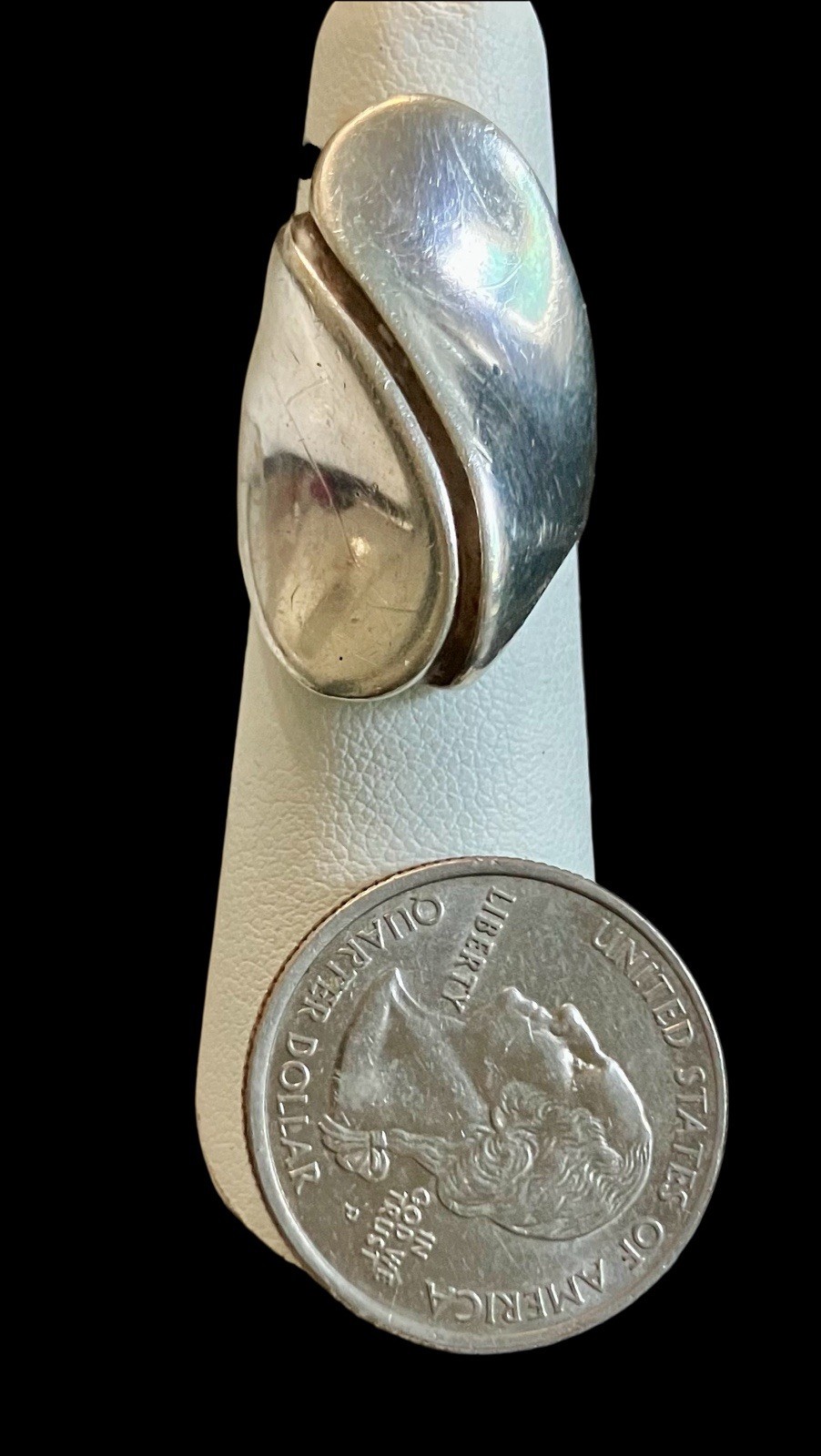 Vintage 925 Sterling Silver Modernist Sculptural Statement Wave Ring Size 5.5