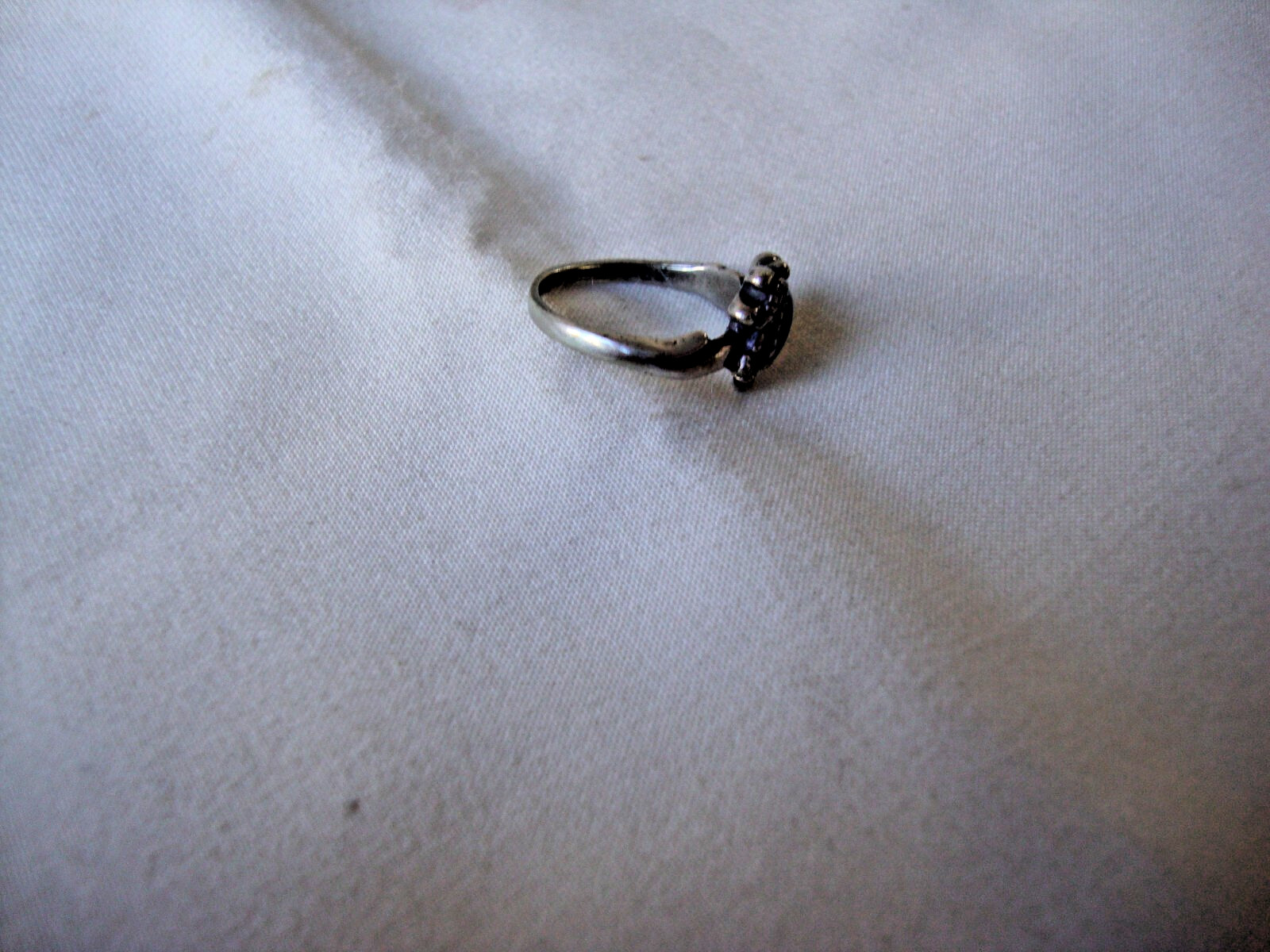 VINTAGE INLAID LAPIS TEARDROP MOTHER & BABY TURTLES SILVER STAMP 925 RING SZ 4