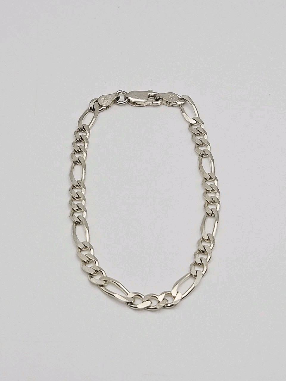 Milor Italy Sterling Silver 4mm Figaro Chain Bracelet 7.25″