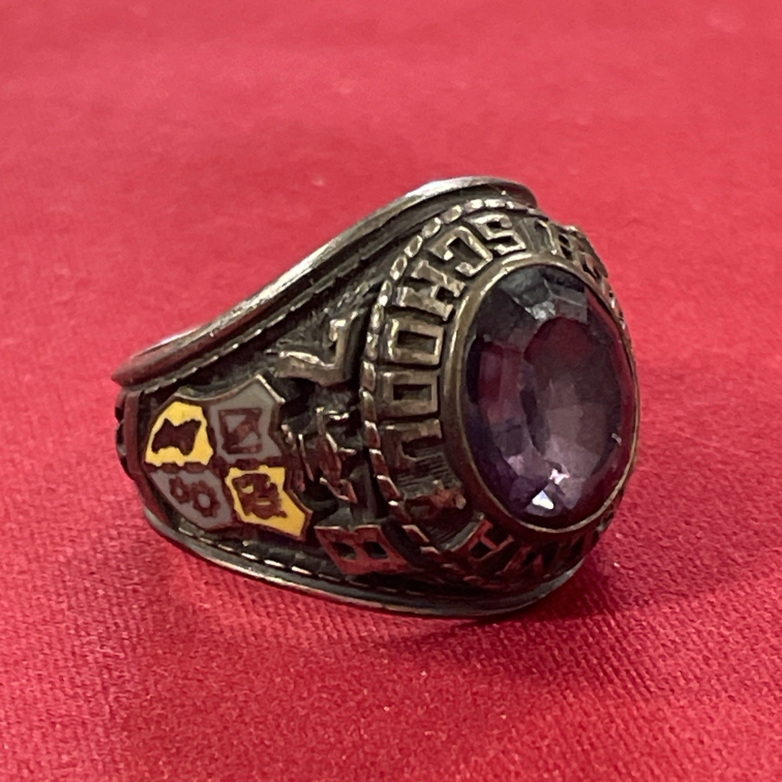 Vintage 1978 Selma High School Knights Of Pythias Purple Stone Class Ring Size 9