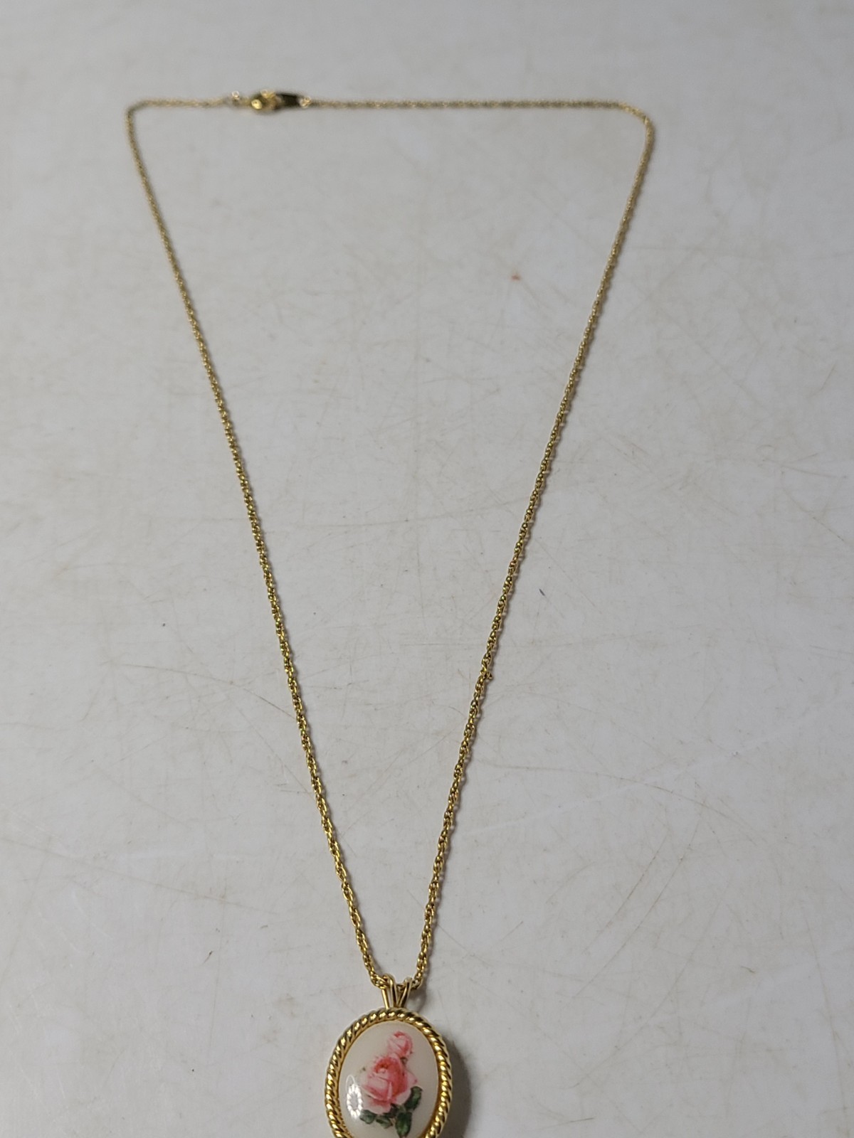 Vintage Signed Trifari 3/4 Inch Flower Pendant & 18″ Chain Both Marked