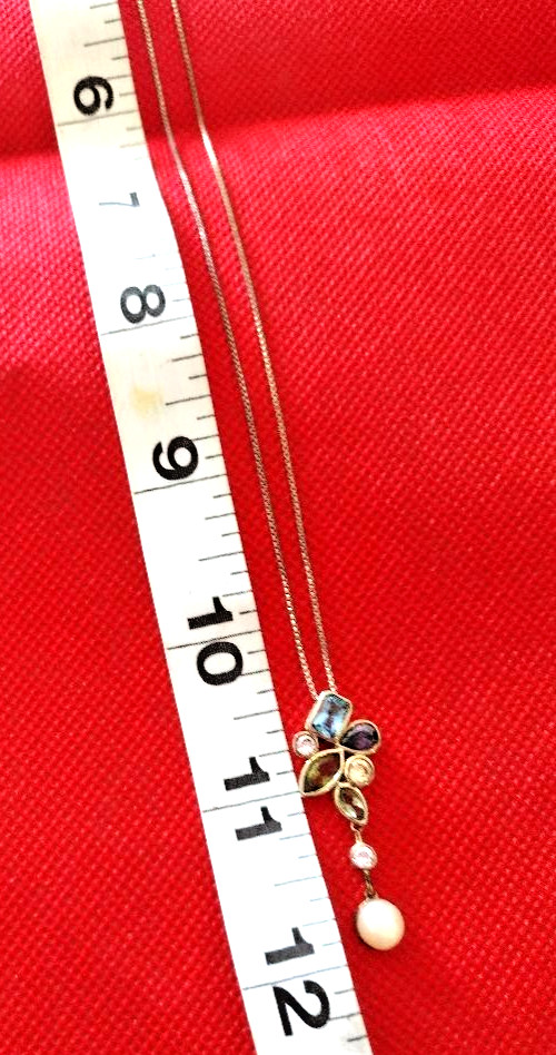 Vintage sterling multi gem necklace 20 inch stamped Italy