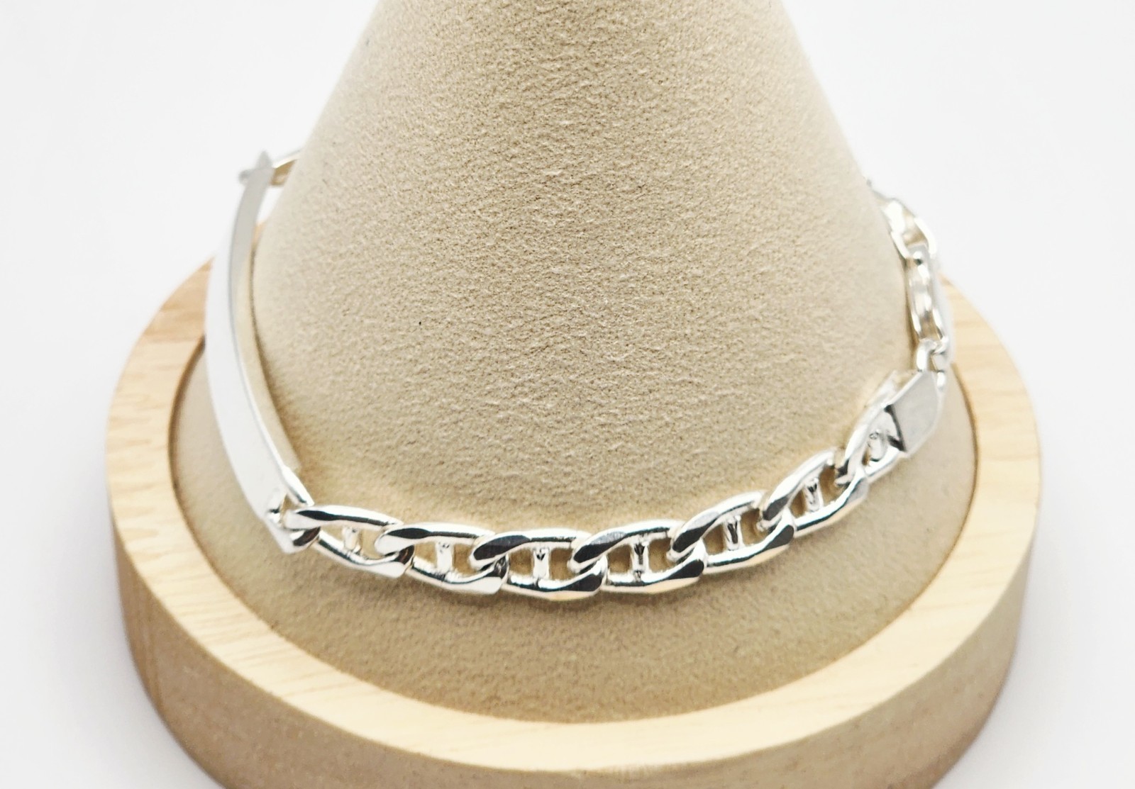 Arezzo, Italy Vintage Sterling Silver Mariner Chain ID Bracelet 8.25″