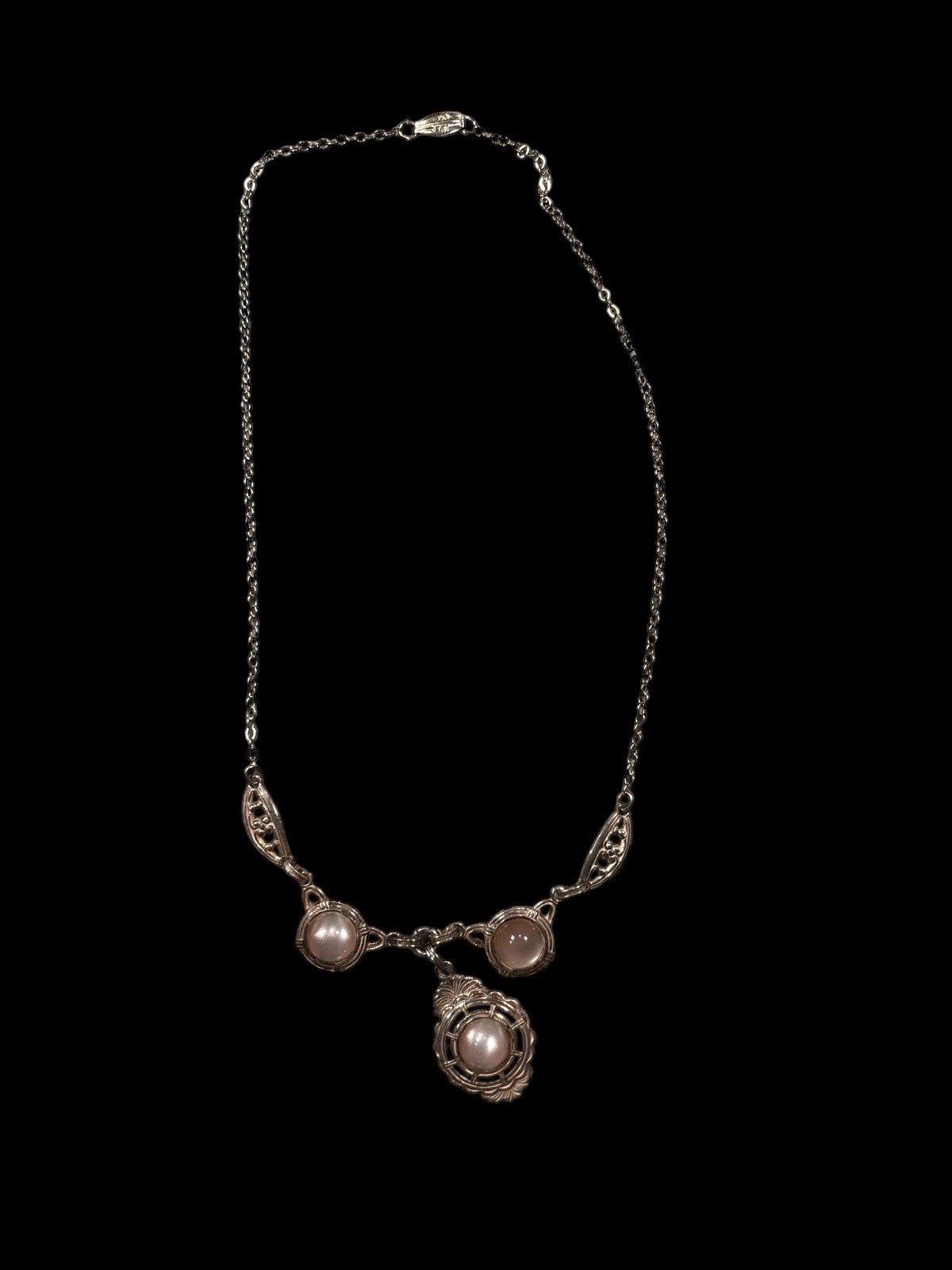 vintage rose pink stone necklace