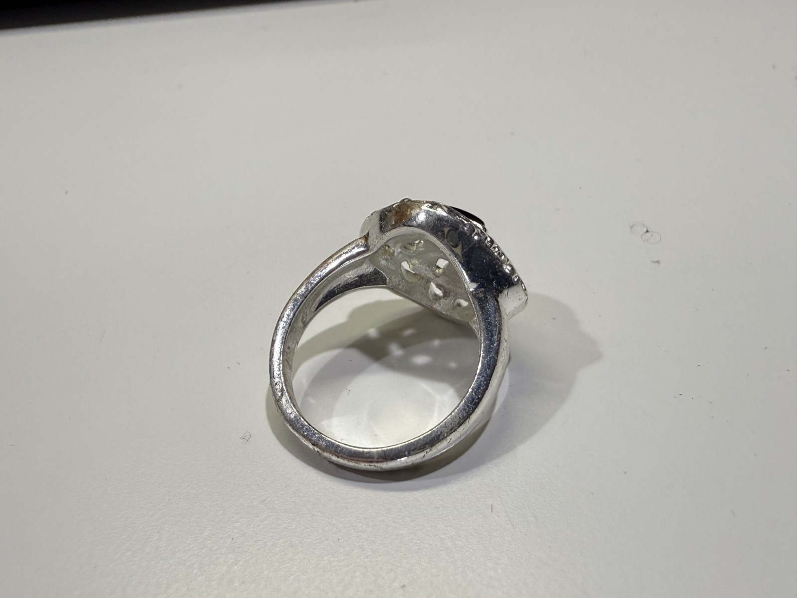 Vintage Marked CW Silver Tone Filigree Black Onyx Square Ring Size 6