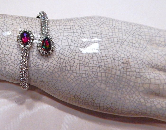 Retro Vintage Dragon Fire Mystic Rhinestone Bypass Cuff Bracelet MONET NWOT S43