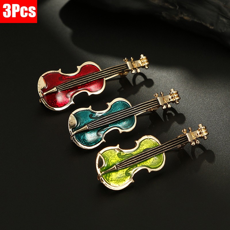 3P Colorful Violin Brooch Musical Instrument Pin Daily Gift for Music Lovers