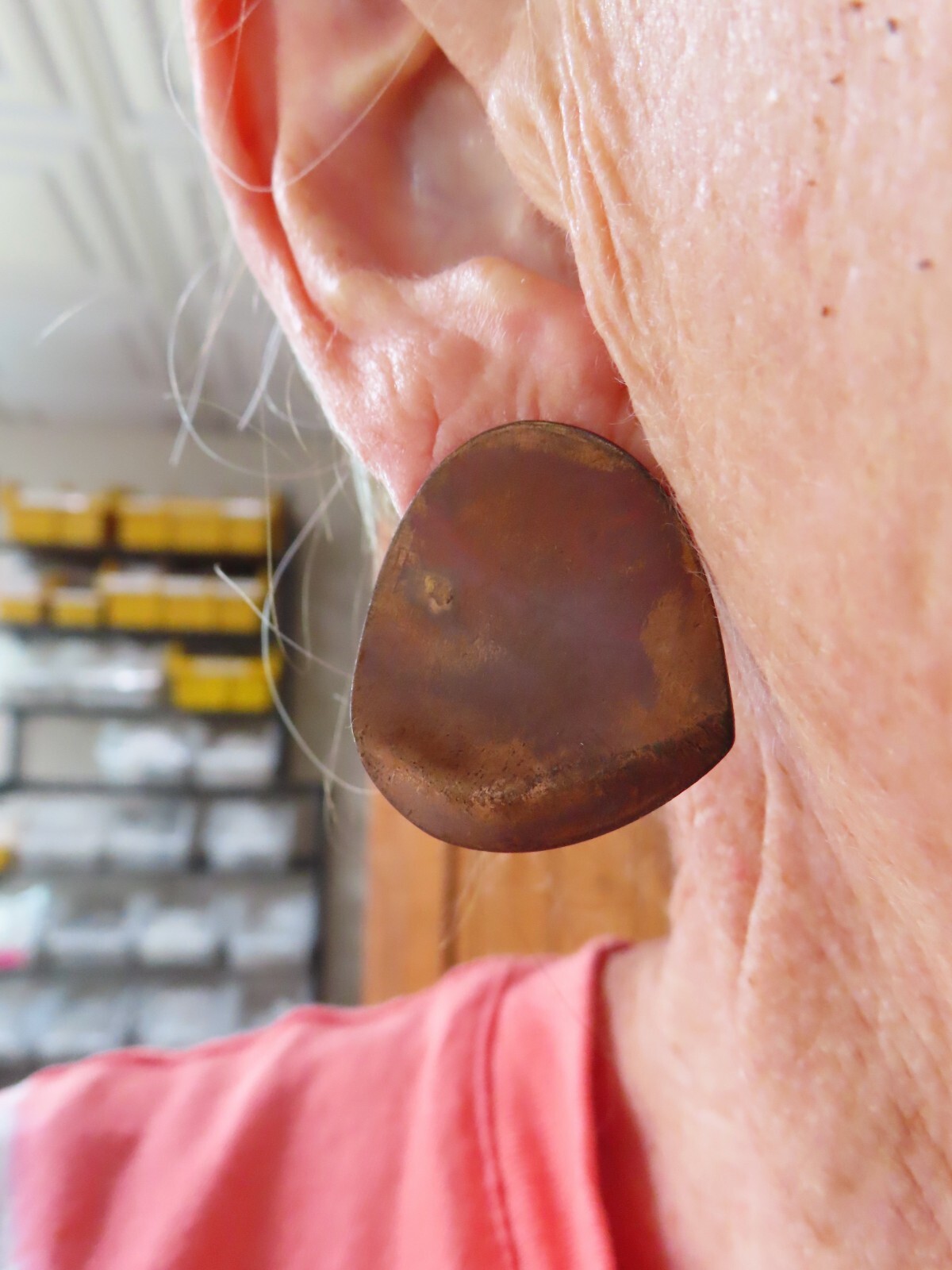 Vintage 1980’s Metal Copper Tone Pierced Earrings
