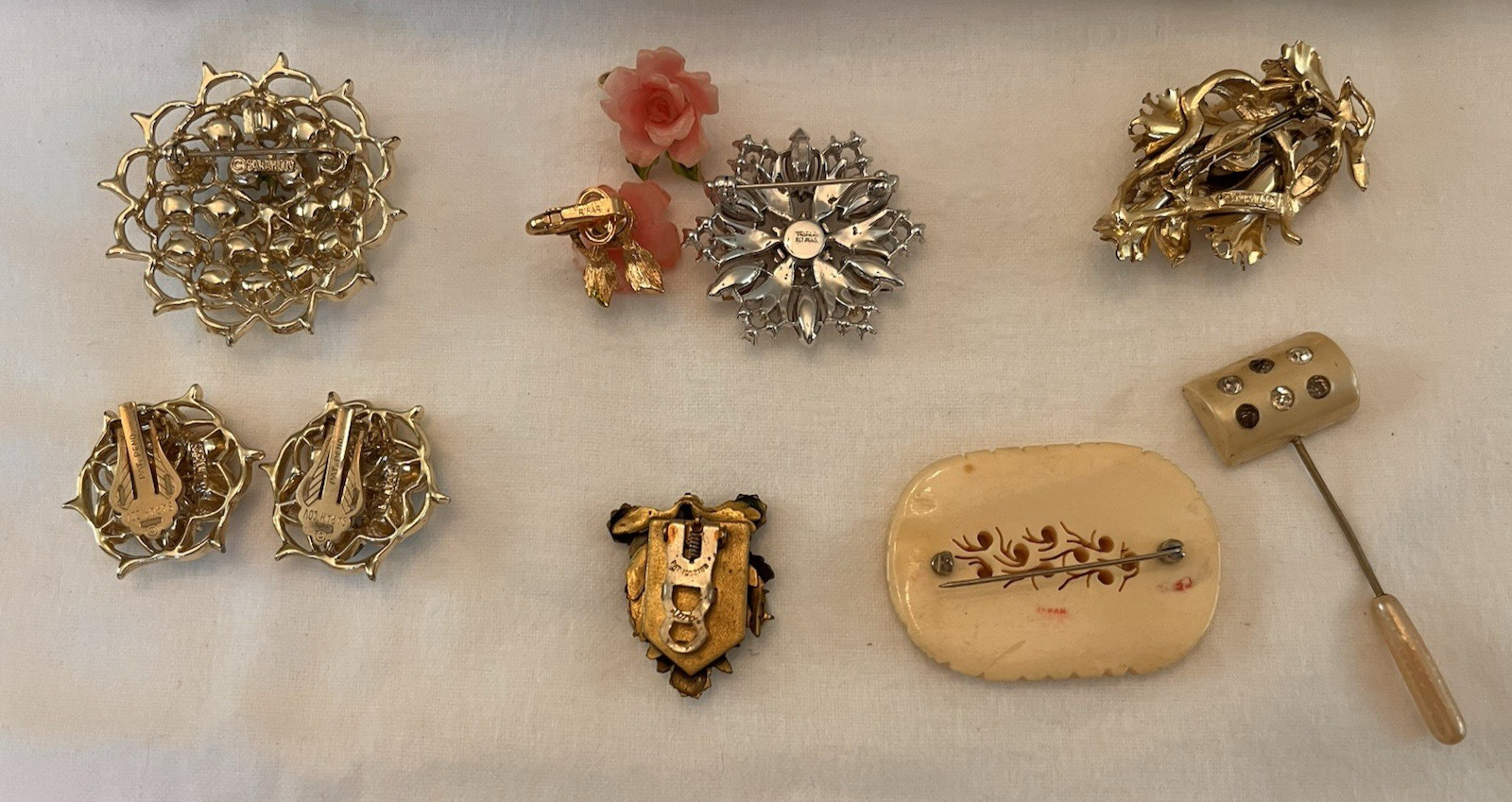 Vintage Lot Brooches/Pins, Earrings Florenza-Trifari-Coro-SaraCov