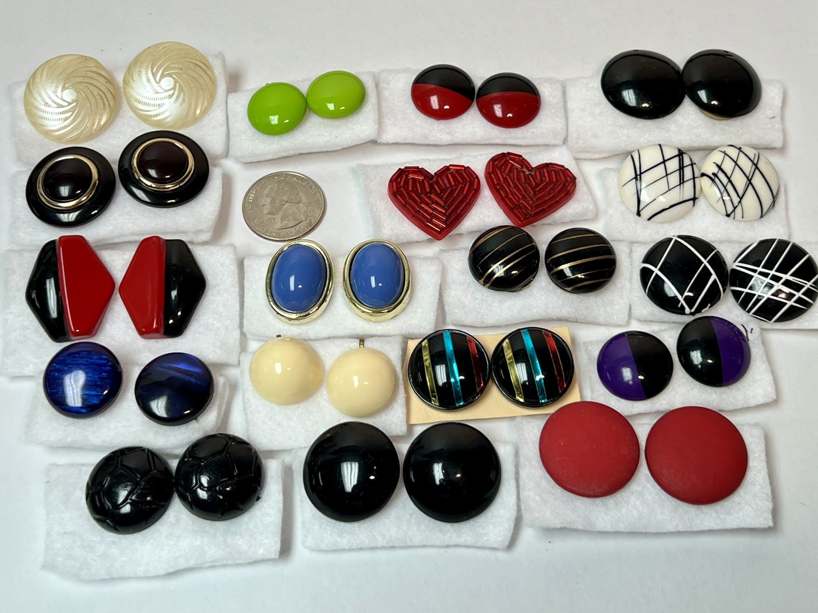 Vintage 70s/80s Bold Chunky Statement Clip-On Earring Lot of 35 lucite acrylic