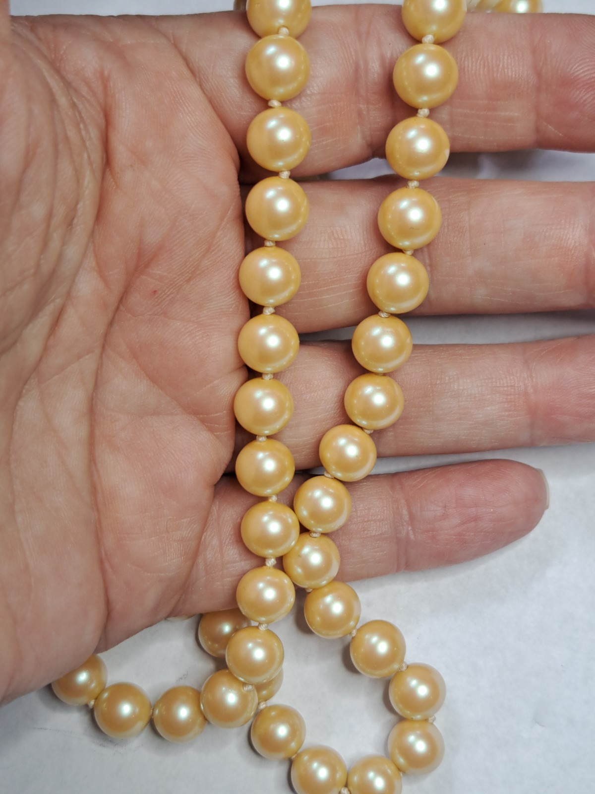Vintage Hand Knotted Pearl Necklace 925 Sterling Silver Marquise Filigree Clasp