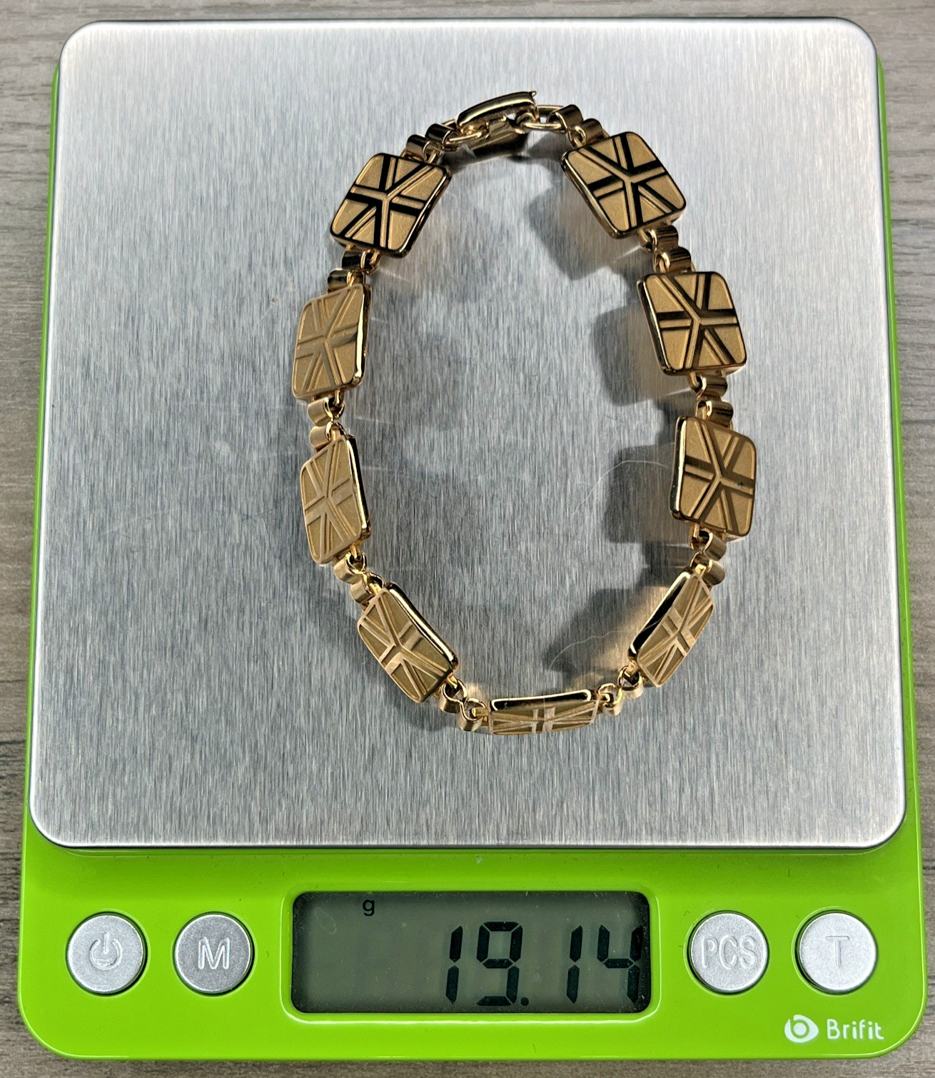 Rare Mid Century Signed Hayward Karat Klad Gold Tone Criss Cross Link Bracelet